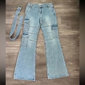 pacsun low waisted cargo jeans w optional belt
